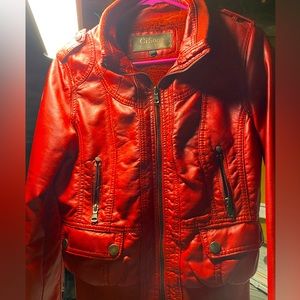 Faux Red Leather Jacket